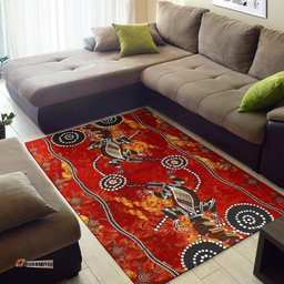 Australia Aboriginal Inspired Area Rug - Crocodile And Kangaroo Aboriginal Art