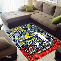Cowboys Area Rug ANZAC Day Poppy Flowers With Aboriginal
