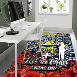 Cowboys Area Rug ANZAC Day Poppy Flowers With Aboriginal