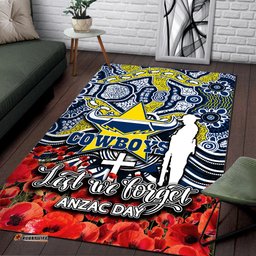 Cowboys Area Rug ANZAC Day Poppy Flowers With Aboriginal