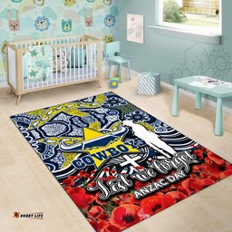 Cowboys Area Rug ANZAC Day Poppy Flowers With Aboriginal