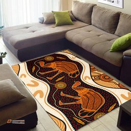 Australia Aboriginal Inspired Area Rug - Emu Aboriginal Inspired Painting Art