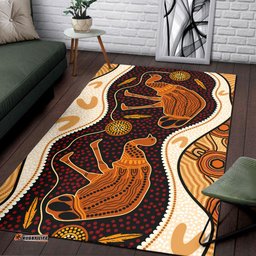 Australia Aboriginal Inspired Area Rug - Emu Aboriginal Inspired Painting Art