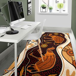 Australia Aboriginal Inspired Area Rug - Emu Aboriginal Inspired Painting Art