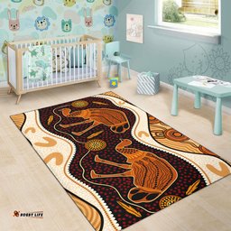 Australia Aboriginal Inspired Area Rug - Emu Aboriginal Inspired Painting Art