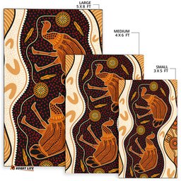 Australia Aboriginal Inspired Area Rug - Emu Aboriginal Inspired Painting Art