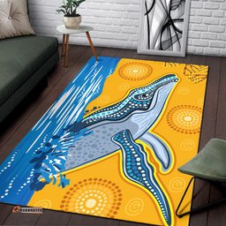 Australia Aboriginal Inspired Area Rug - Whale in the ocean Aboriginal Inspired dot art style