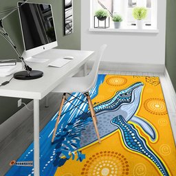 Australia Aboriginal Inspired Area Rug - Whale in the ocean Aboriginal Inspired dot art style