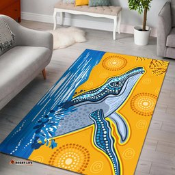 Australia Aboriginal Inspired Area Rug - Whale in the ocean Aboriginal Inspired dot art style