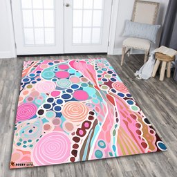 Australia Aboriginal Area Rug - Australian Aboriginal Art Vivid Pastel Colours Area Rug