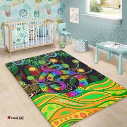 Australia Aboriginal Area Rug - Australia Rainbow Snake And Tree Aboriginal Style Area Rug