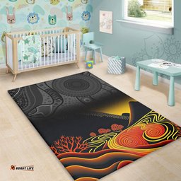 Australia Aboriginal Area Rug - Rainbow Serpent Dreamtime Land Art Inspired Area Rug