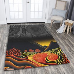 Australia Aboriginal Area Rug - Rainbow Serpent Dreamtime Land Art Inspired Area Rug