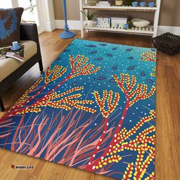 Australia Aboriginal Area Rug - Underwater Aboriginal Art Inspired Area Rug