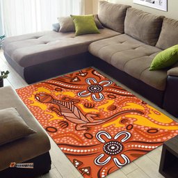 Australia Aboriginal Inspired Area Rug - Orange Lizard Aboriginal Inspired Dot Painting Style