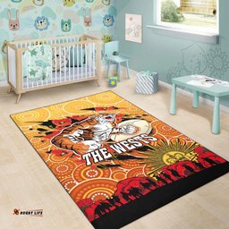 Sydney Roosters Anzac Area Rug - Anzac Aboriginal Inspired with Poppy Flower Area Rug