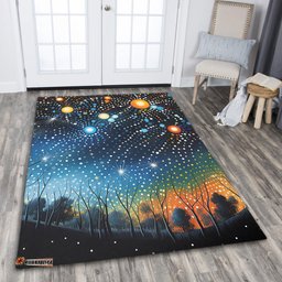 Australia Aboriginal Area Rug - Aboriginal Dot Painting Dreamtime Story Of A Night Sky Area Rug