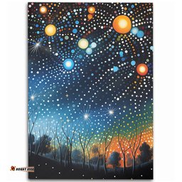 Australia Aboriginal Area Rug - Aboriginal Dot Painting Dreamtime Story Of A Night Sky Area Rug