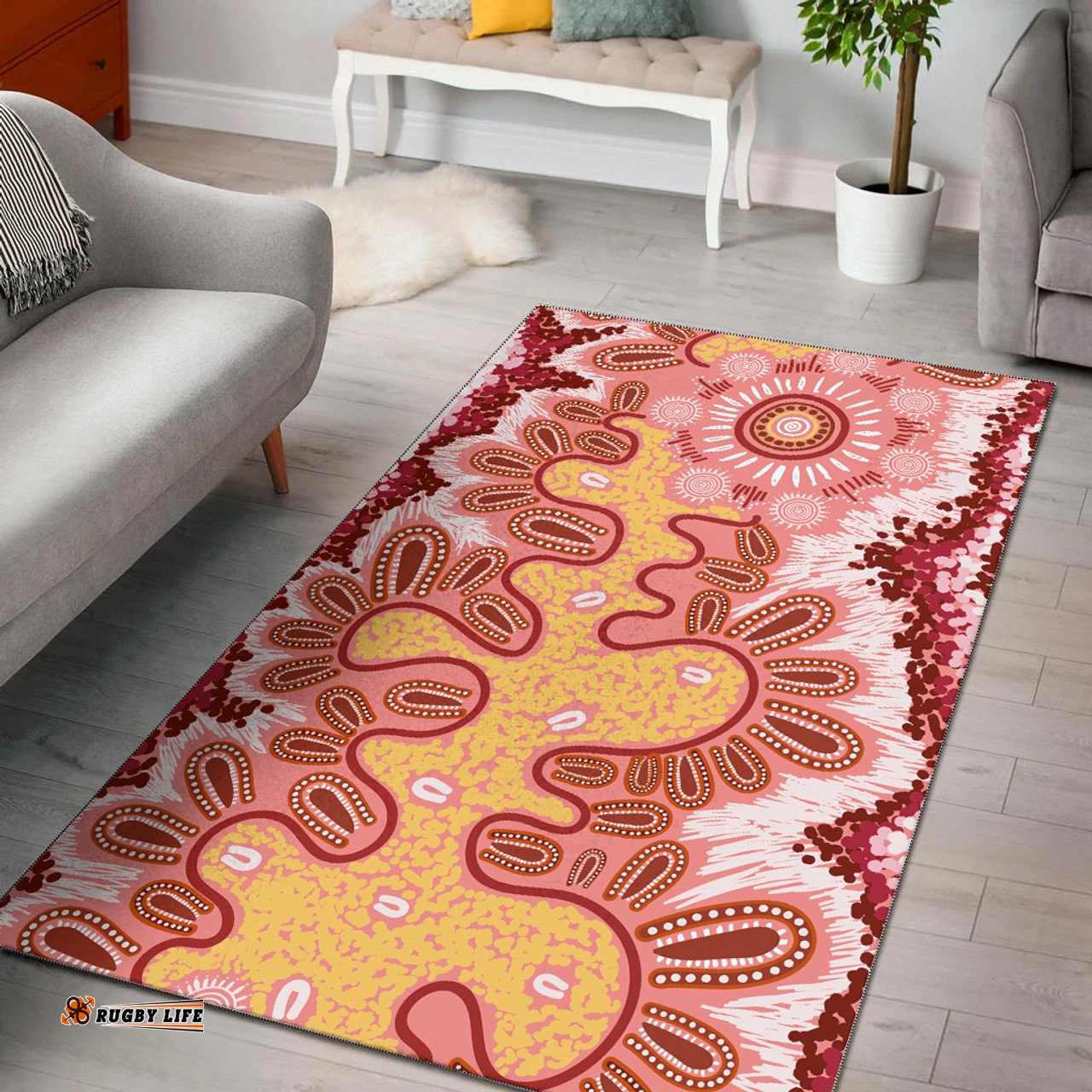 Australia Aboriginal Inspired Area Rug - Aboriginal Inspired Pattern Dot Painting Style