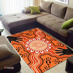 Australia Aboriginal Inspired Area Rug - Hand print Aboriginal Inspired connection art