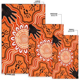 Australia Aboriginal Inspired Area Rug - Hand print Aboriginal Inspired connection art