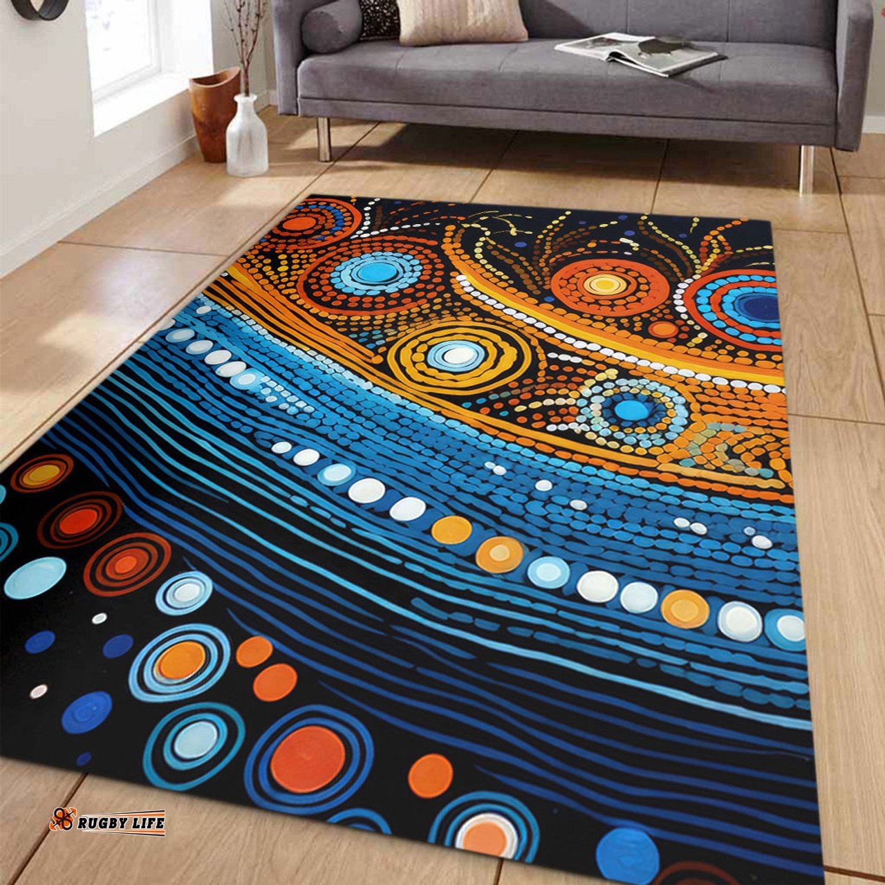 Australia Dreaming Aboriginal Area Rug - Aboriginal Dot Painting Art Indigenous Culture Inspired Area Rug