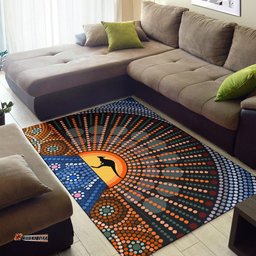 Australia Area Rug - Aboriginal Inspired Dot Art Painting Kangaroo Rug
