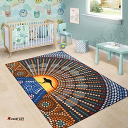 Australia Area Rug - Aboriginal Inspired Dot Art Painting Kangaroo Rug