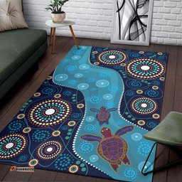 Australia Aboriginal Inspired Area Rug - Australia culture art with river and tortoise