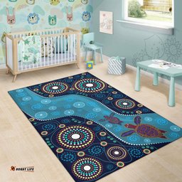 Australia Aboriginal Inspired Area Rug - Australia culture art with river and tortoise