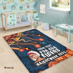 Australia Area Rug For Our Elders Naidoc Week Snake Aboriginal Painting With Flag  (Blue)