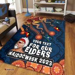 Australia Area Rug For Our Elders Naidoc Week Snake Aboriginal Painting With Flag  (Blue)