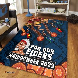 Australia Area Rug For Our Elders Naidoc Week Snake Aboriginal Painting With Flag  (Blue)