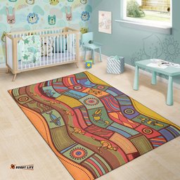 Australia Aboriginal Inspired Area Rug - Animals Aboriginal Dot Artwork