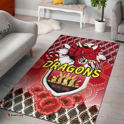 Australia Illawarra and St George Area Rug - Aboriginal Inspired And Anzac Day With Dragons Poppy Flower Patterns Area Rug