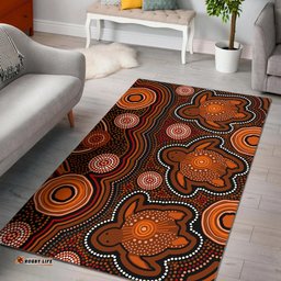 Australia Aboriginal Inspired Area Rug - Aboriginal Inspired dot brown painting with turtle