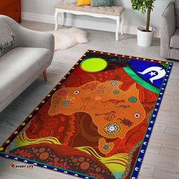 Australia Area Rug - Australia Map Aboriginal Inspired Patterns
