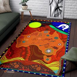 Australia Area Rug - Australia Map Aboriginal Inspired Patterns