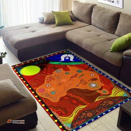 Australia Area Rug - Australia Map Aboriginal Inspired Patterns