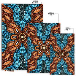 Australia Aboriginal Dot Art Area Rug - Indigenous River And Land Dot Painting Art