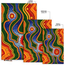 Australia Aboriginal Inspired Area Rug - Aboriginal Inspired dot art vector background with river
