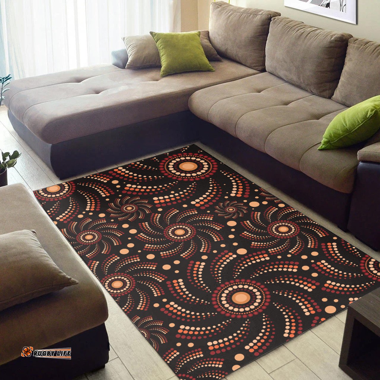Australia Aboriginal Inspired Area Rug - Aboriginal Dot Mandala Art Style