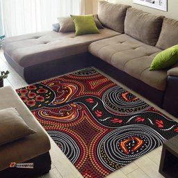 Australia Aboriginal Inspired Area Rug - Indigenous dot art kangaroo background