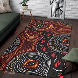 Australia Aboriginal Inspired Area Rug - Indigenous dot art kangaroo background