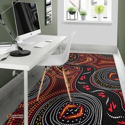 Australia Aboriginal Inspired Area Rug - Indigenous dot art kangaroo background