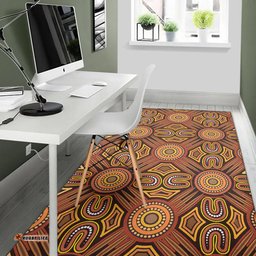 Australia Aboriginal Inspired Area Rug - Brown Color Aboriginal Connection Style Of Dot Painting