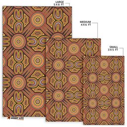 Australia Aboriginal Inspired Area Rug - Brown Color Aboriginal Connection Style Of Dot Painting