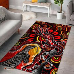 Aboriginal Lizard Area Rug Red Color
