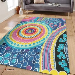 Australia Aboriginal Area Rug - Dots Pattern And Vivid Pastel Colours Area Rug
