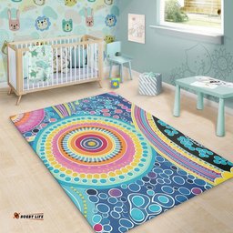 Australia Aboriginal Area Rug - Dots Pattern And Vivid Pastel Colours Area Rug